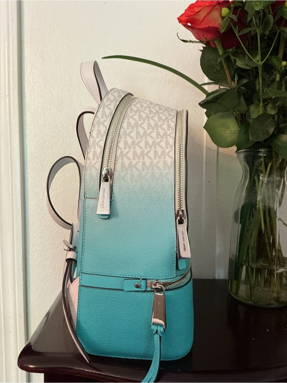 Michael Kors Teal Ombre Logo Backpack like new - Picture 10 of 10